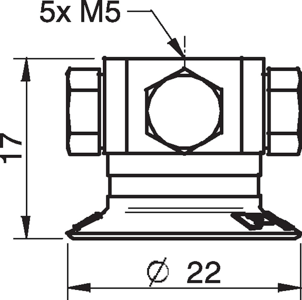 Piab Suction cup U20 HNBR, 5xM5 female, with dual flow control valve