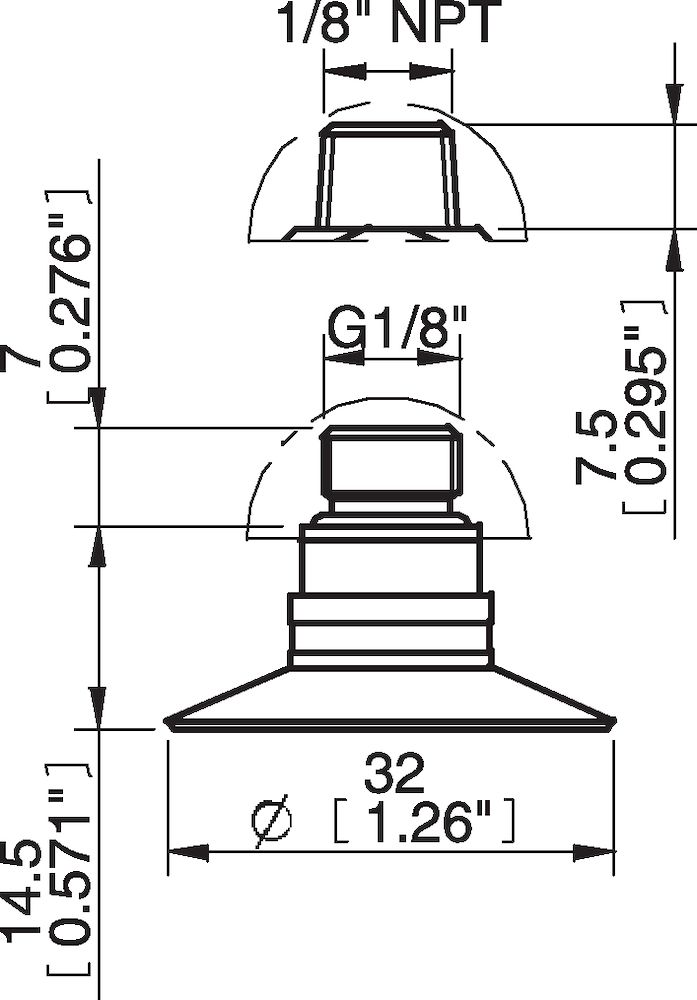 Piab Suction cup U30 Silicone, 1/8 NPT male, with mesh filter