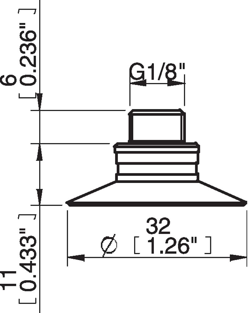 Piab Suction cup U30 Silicone, G1/8 male / M5 female, with mesh filter