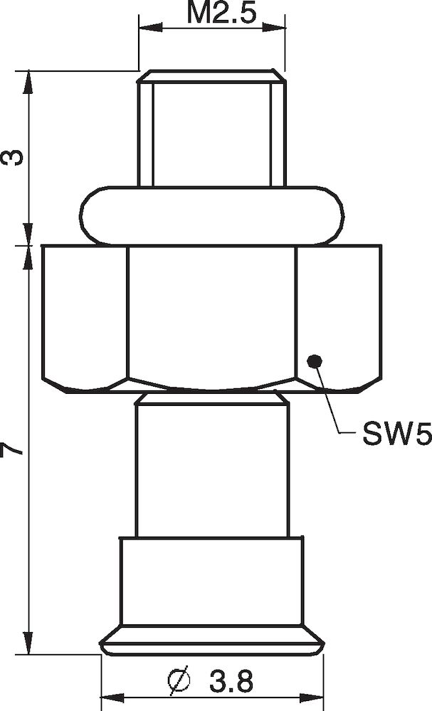 Piab Suction cup U3 Conductive silicone, M2.5 male