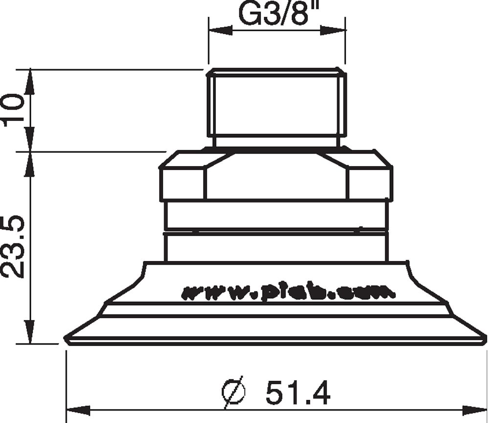 Piab Suction cup U50-2 Silicone, G3/8 male, with mesh filter