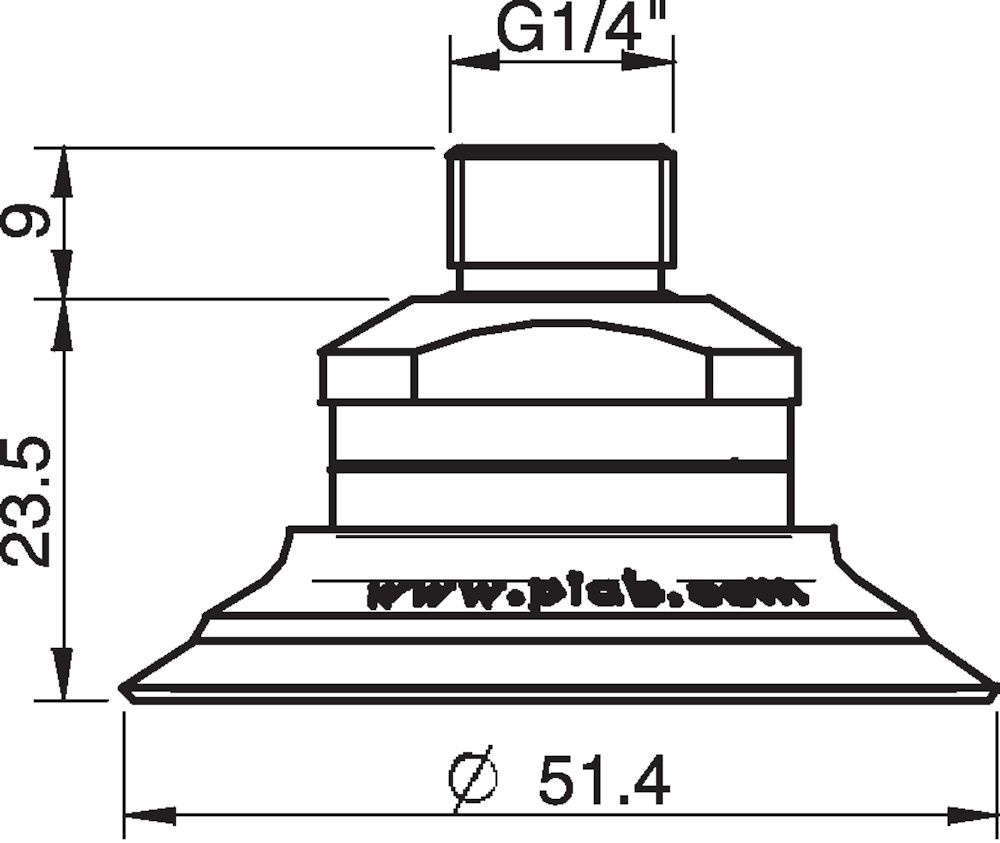 Piab Suction cup U50-2 Nitrile-PVC, G1/4 male, with mesh filter