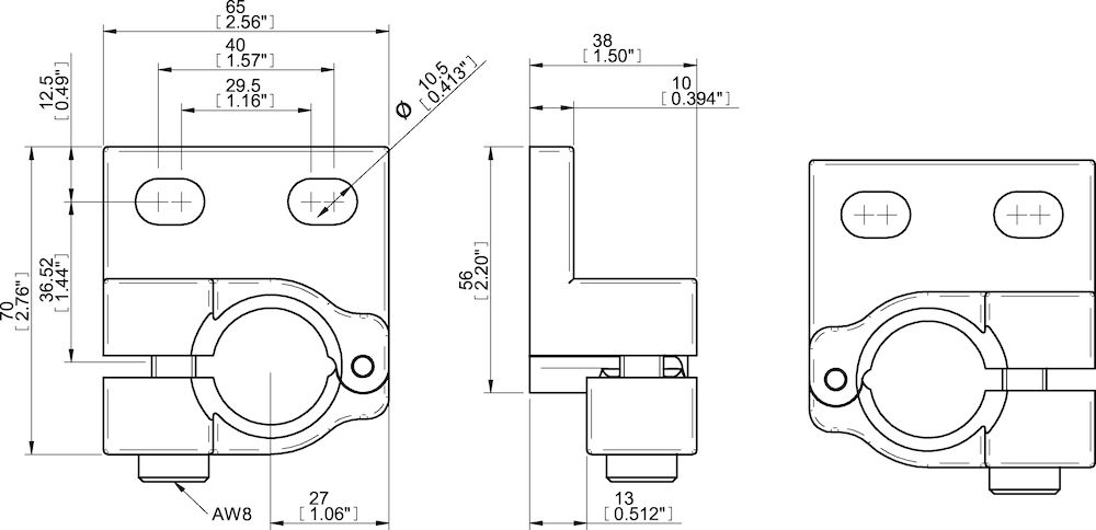 Piab Profile mount ball clamp, left hand