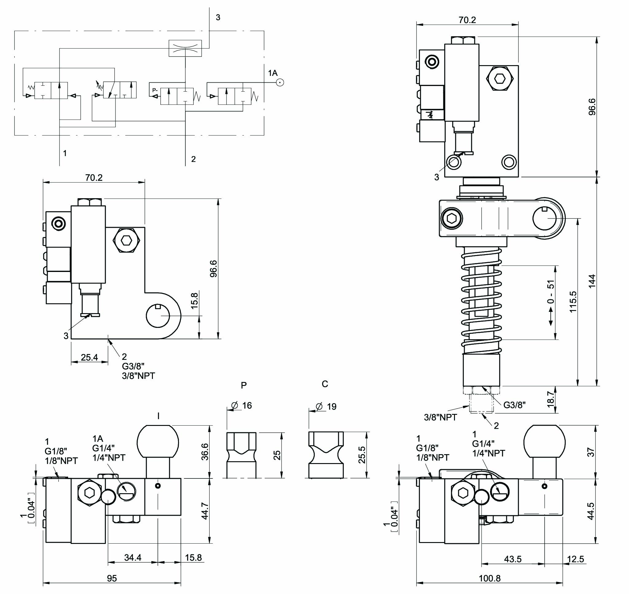 Piab Vacuum Check Valve VT-1H Vacustat with COAX® with level compensator, G threads, Lock pin 16, Ri