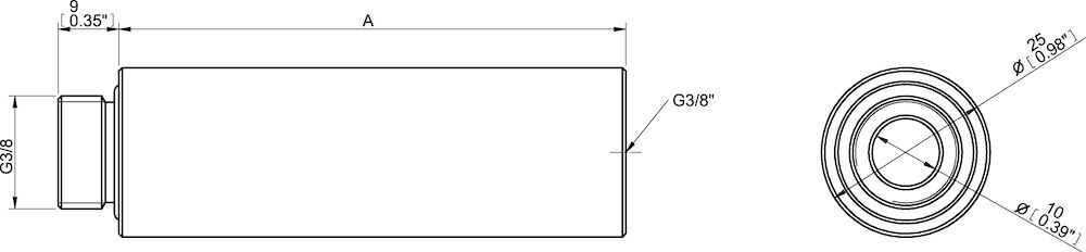 Piab Suction cup extension 75, G3/8 male x G3/8 female